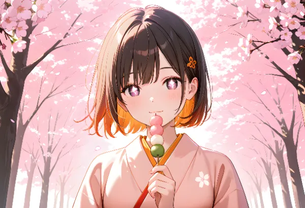 桜舞う春に甘い団子の一時