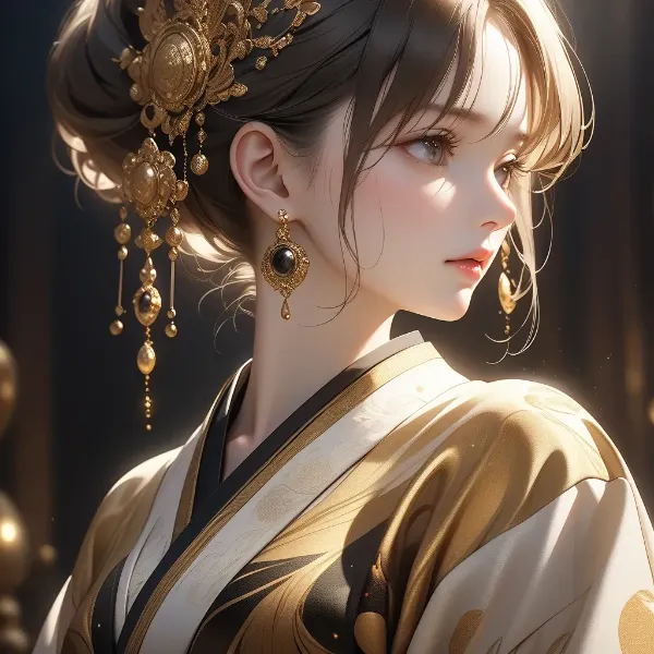 黄金の装飾に輝く美女