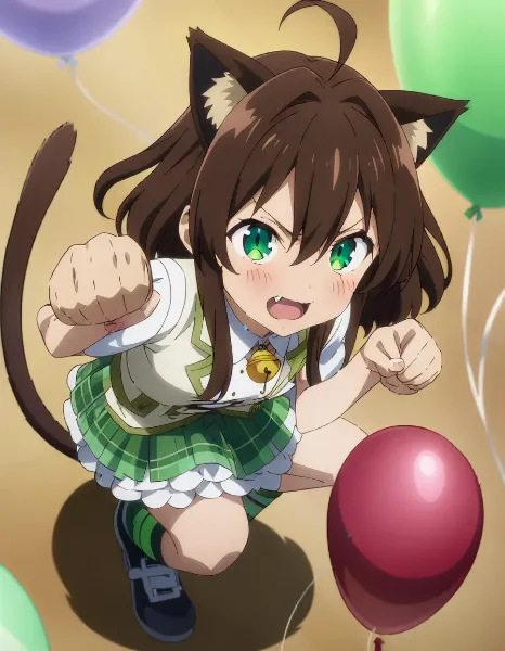 風船に猫パンチ