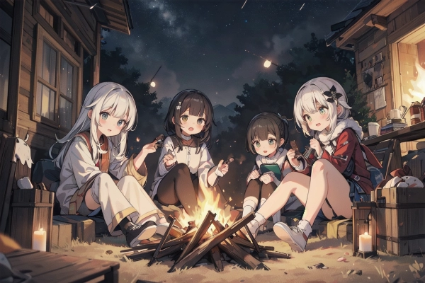 焚火で暖まろう