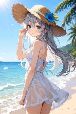 波打ち際の少女２