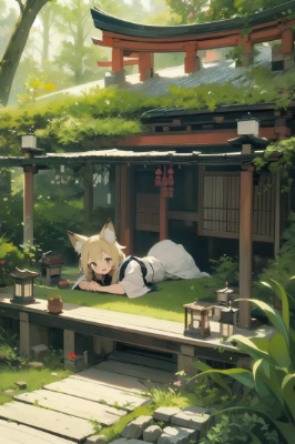 神社と狐