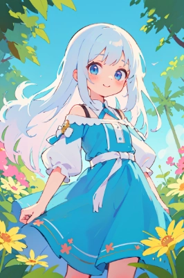 秋の空と女の子