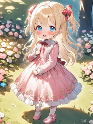 ピンクドレス姿の金髪少女