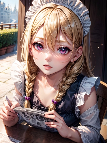 メイドさんと新聞紙