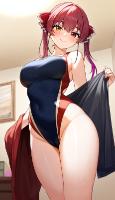 宝鐘マリン　競泳水着顔面騎乗