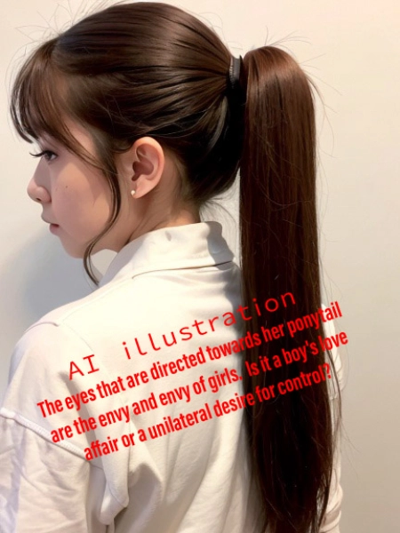 美少女のポニーテールに向けられる視線は？