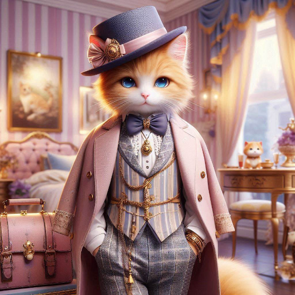 オシャレな服装の猫さん