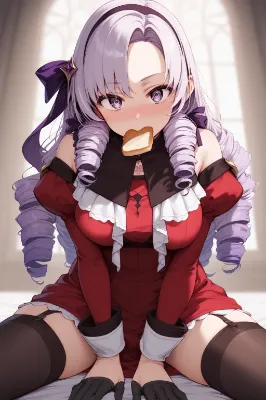 パンを咥えるサロメ嬢