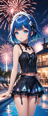 ナイトプールと花火