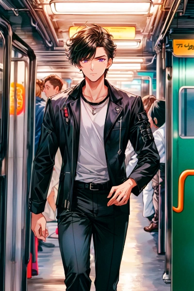 地下鉄と黒髪＆紫短髪男性★その1(36枚)