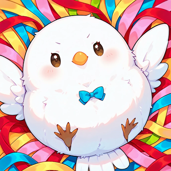 リボンを巻いてもらったチュン♪