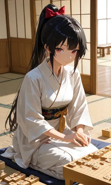 着物少女の静かな将棋