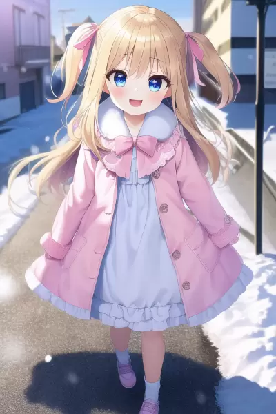 金髪少女と冬の街歩き