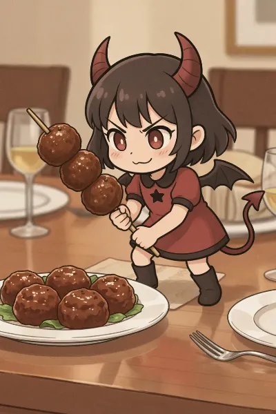 肉団子を狙う小悪魔