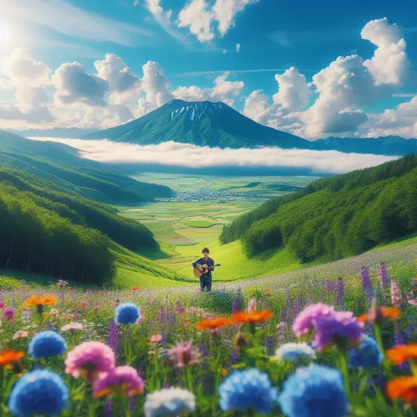 空に浮かぶ雲、地に咲く花