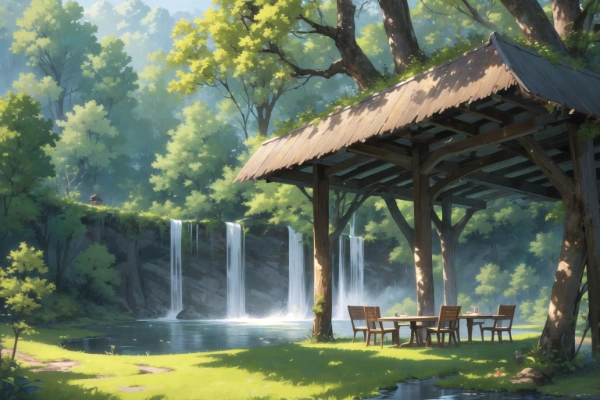 TRPG用背景素材　エルフの水浴び場