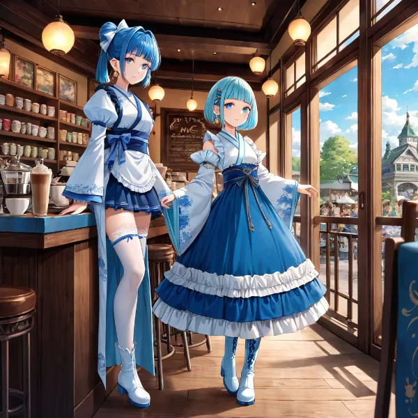 青髪姉妹の陽光カフェ物語