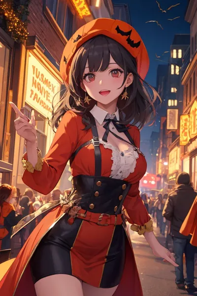 ハロウィンの街角で誘う魔女の微笑み