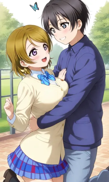 蝶舞う公園の甘い抱擁