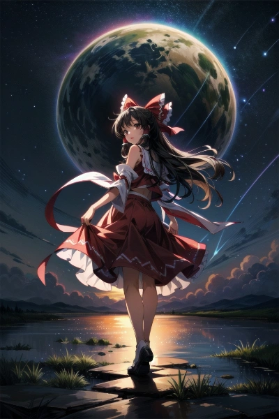 夜景と霊夢さん