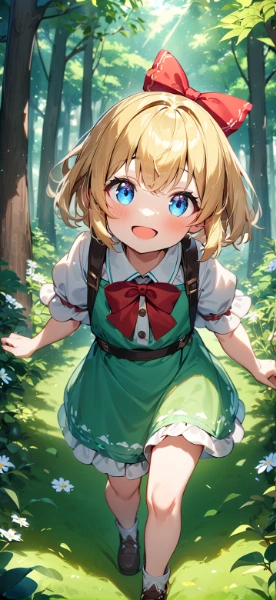 青くなった森の中をとことこ