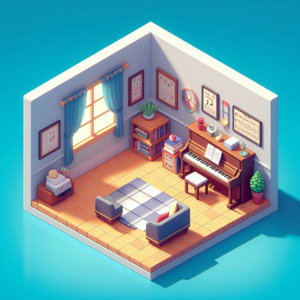 small 3d game isometric_08 Music Room