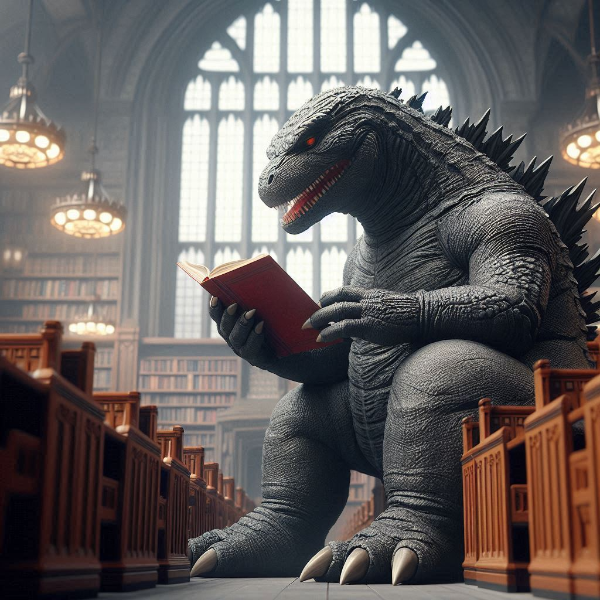 読書ｘ怪獣　（4枚）