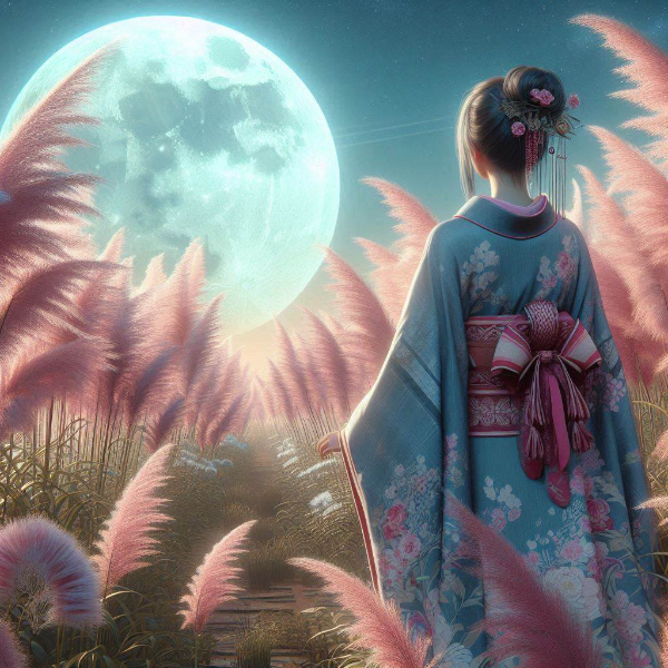 お月見している姫君