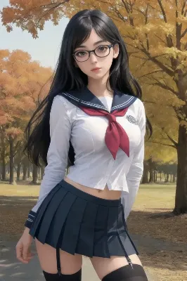 紅葉の公園で、眼鏡の君と