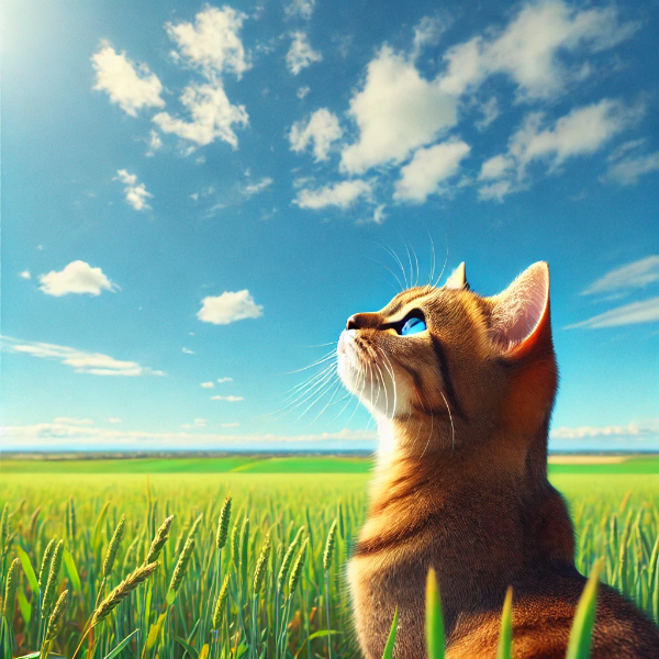 大空と大地の中の猫さん