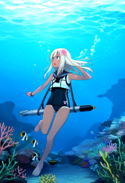 ろーちゃん　海の中