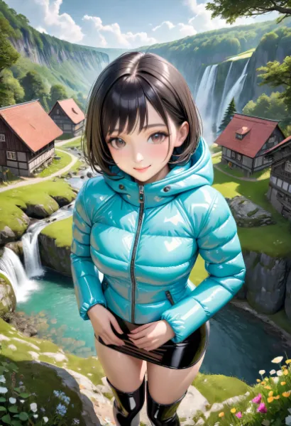 滝のある村