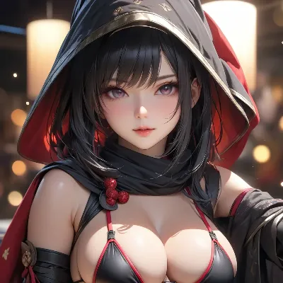 紅蓮のフード美女
