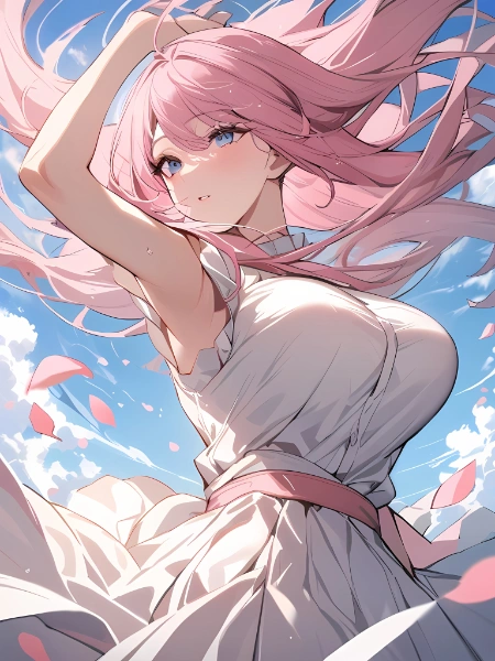 桜吹雪の中の彼女