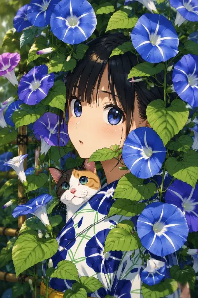 朝顔のすきまから