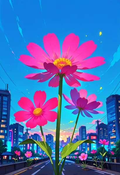 ネオン街に咲く巨大花の奇跡