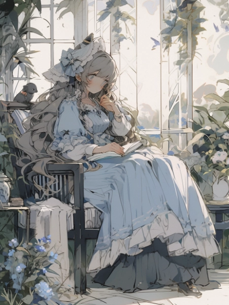 手書き風フリル女性