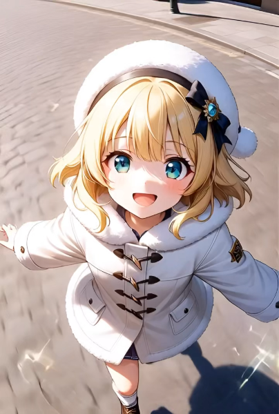 冬の街角で輝くセルフィーの瞬間(動画)