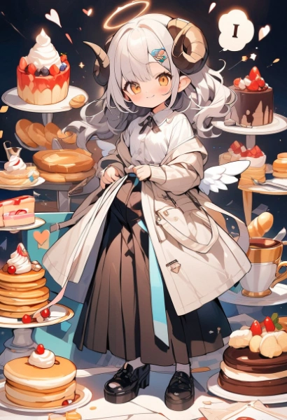 本日はひつじ娘がスイーツに囲まれた作品ばかり生成してました！！ご賞味下さい🍰