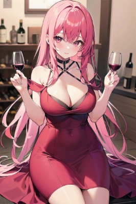 ワインレッド　ドレス