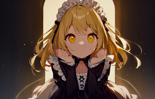 無言で見つめるメイドちゃん