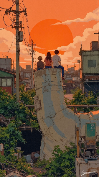 オレンジの空の下で／スマホ壁紙アーカイブ