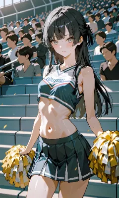 黒髪ロング　チアガール