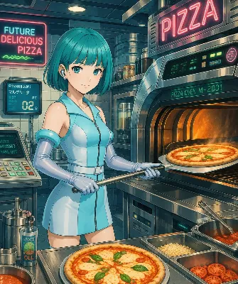 未来のピザを届ける少女