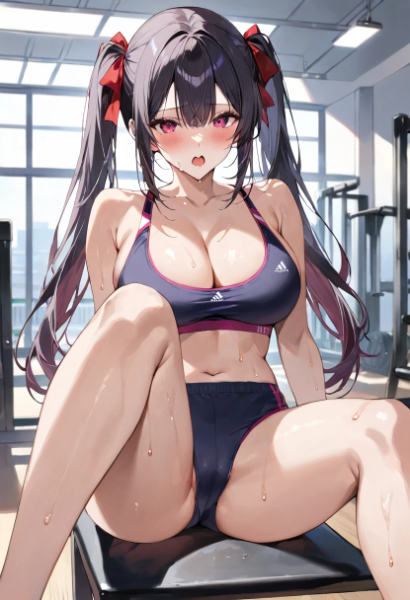 トレーニング直後のツインテ巨乳ちゃん