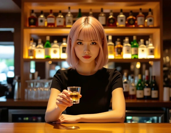 バーカウンターでショットグラス - Shot glasses on the bar counter