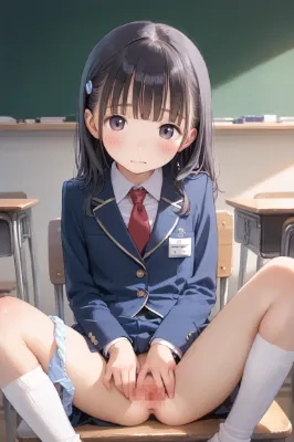 【サンプル】ブレザー学生服姿の〇リJ〇ちゃんたちが教室でくぱぁ（6枚）
