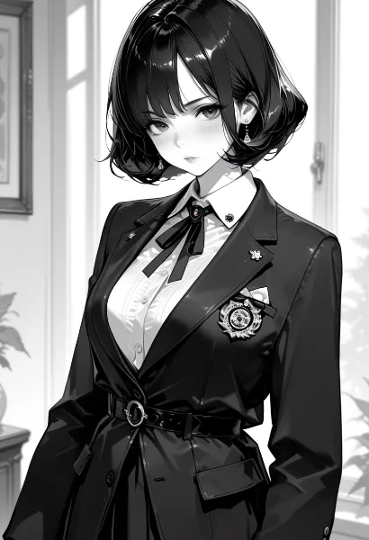 黒い制服の秘密の視線