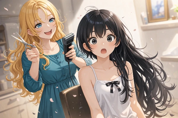 黒髪＆ブロンド・ヘアカット
